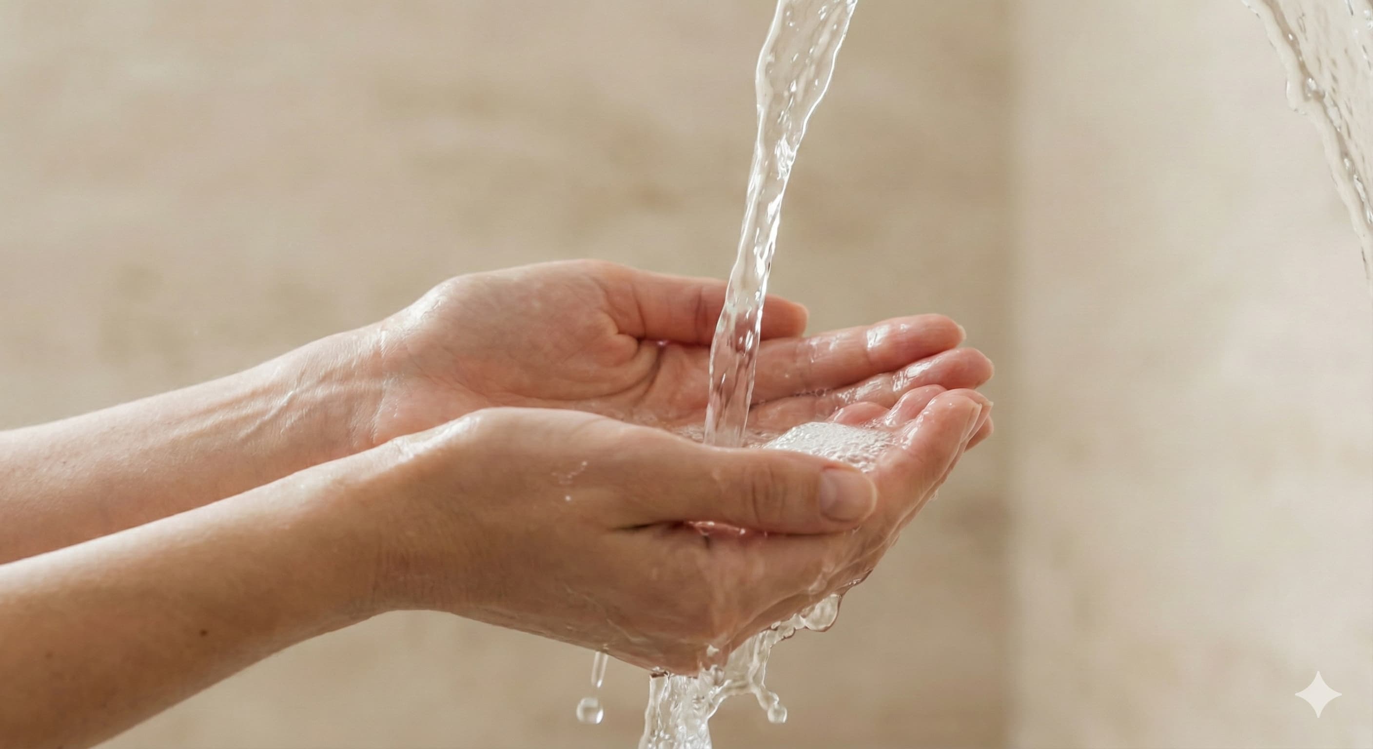 Person washing their face with water
